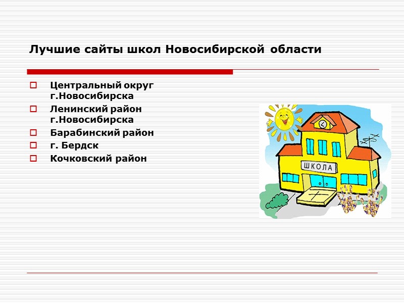 Лучшие сайты школ Новосибирской области Центральный округ г.Новосибирска Ленинский район г.Новосибирска Барабинский район г.